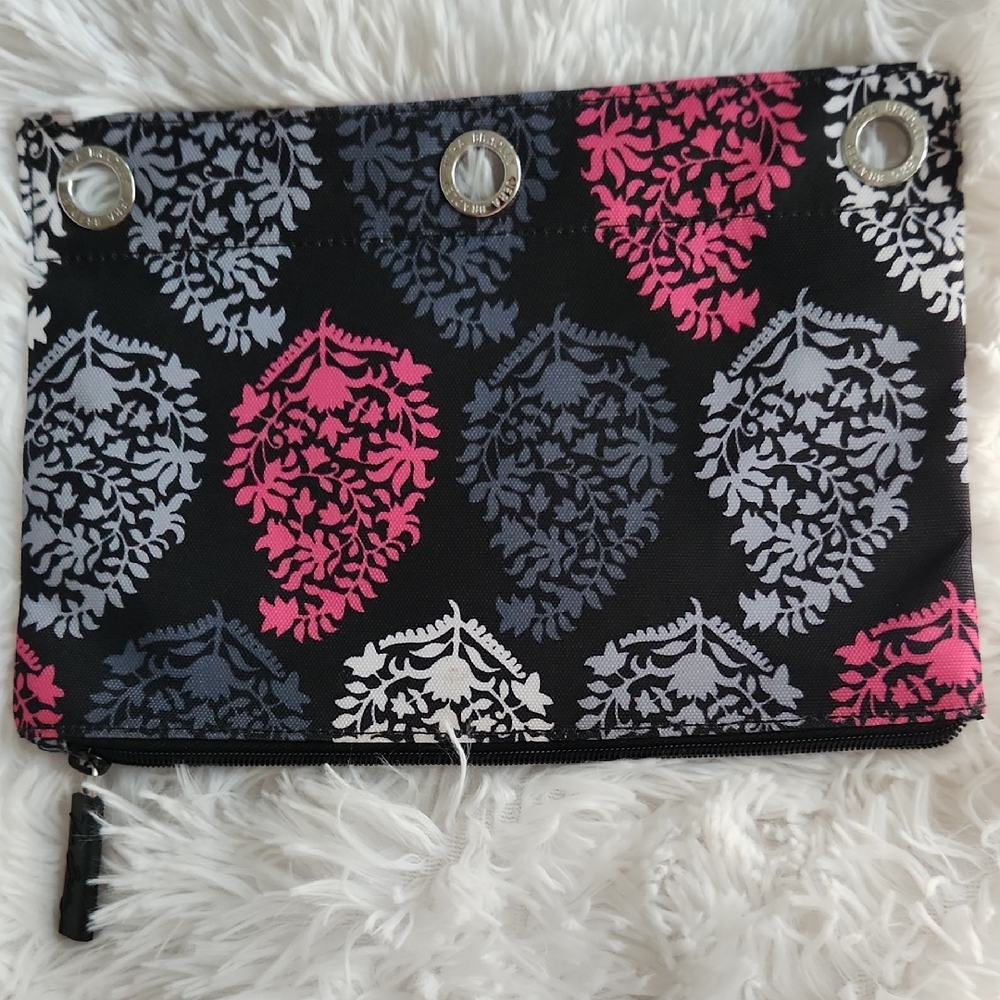 Vera Bradley Black and Pink Cosmetic Bag with Elegant Pattern